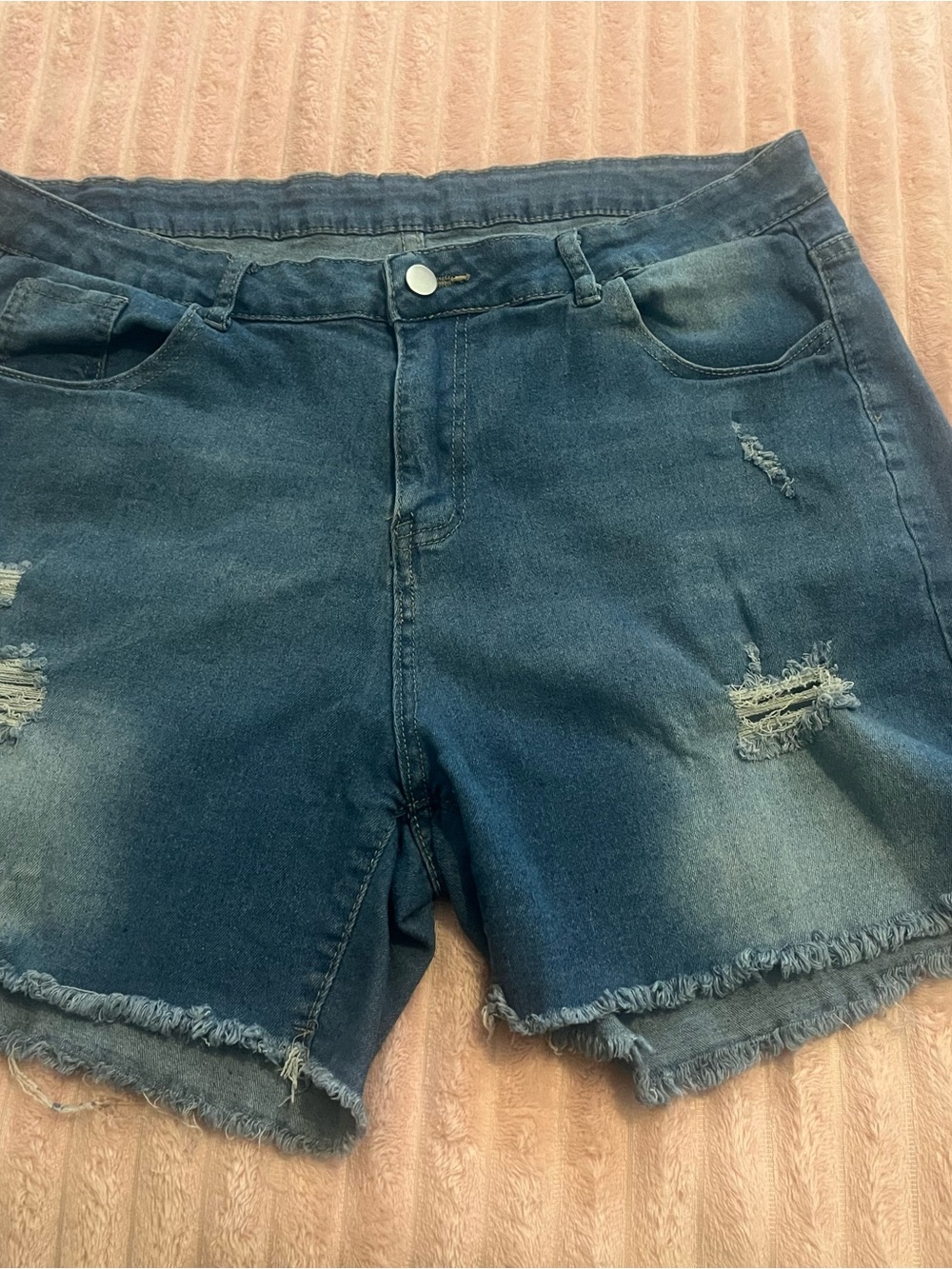 Amazon Blue Distressed Frayed Hem Jean Shorts